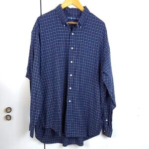 Ralph Lauren Mens Blue/ White Checkered Soft Cotton Button Down Shirt Sz.XXL